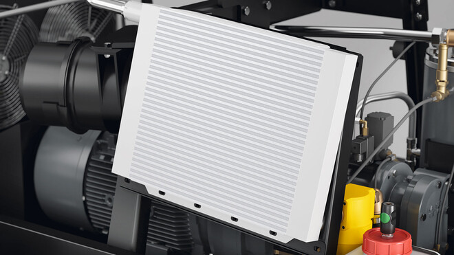 Integrated compressed air aftercooler fitted as standard on MOBILAIR portable compressors from KAESER KOMPRESSOREN.